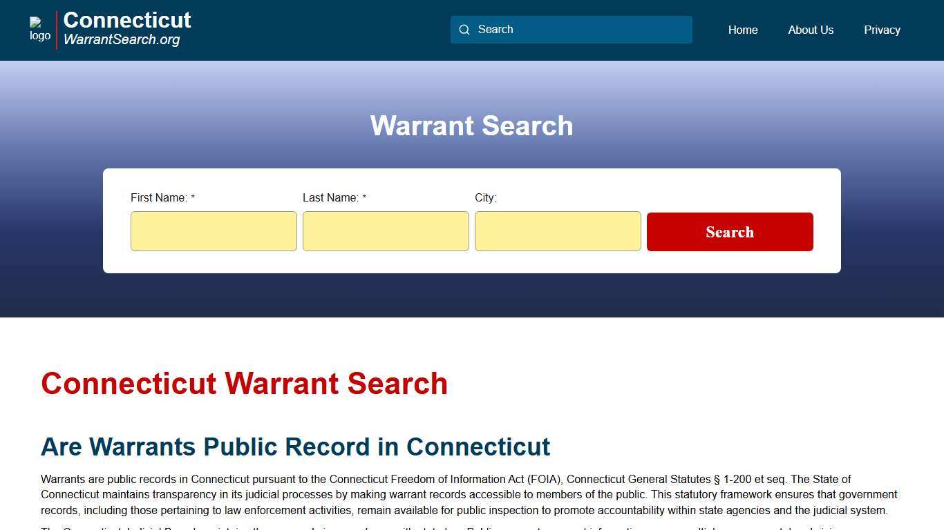 Connecticut Warrant Search ConnecticutWarrantSearch.org