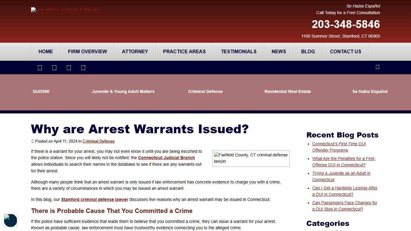 Why are Connecticut Arrest Warrants Issued?