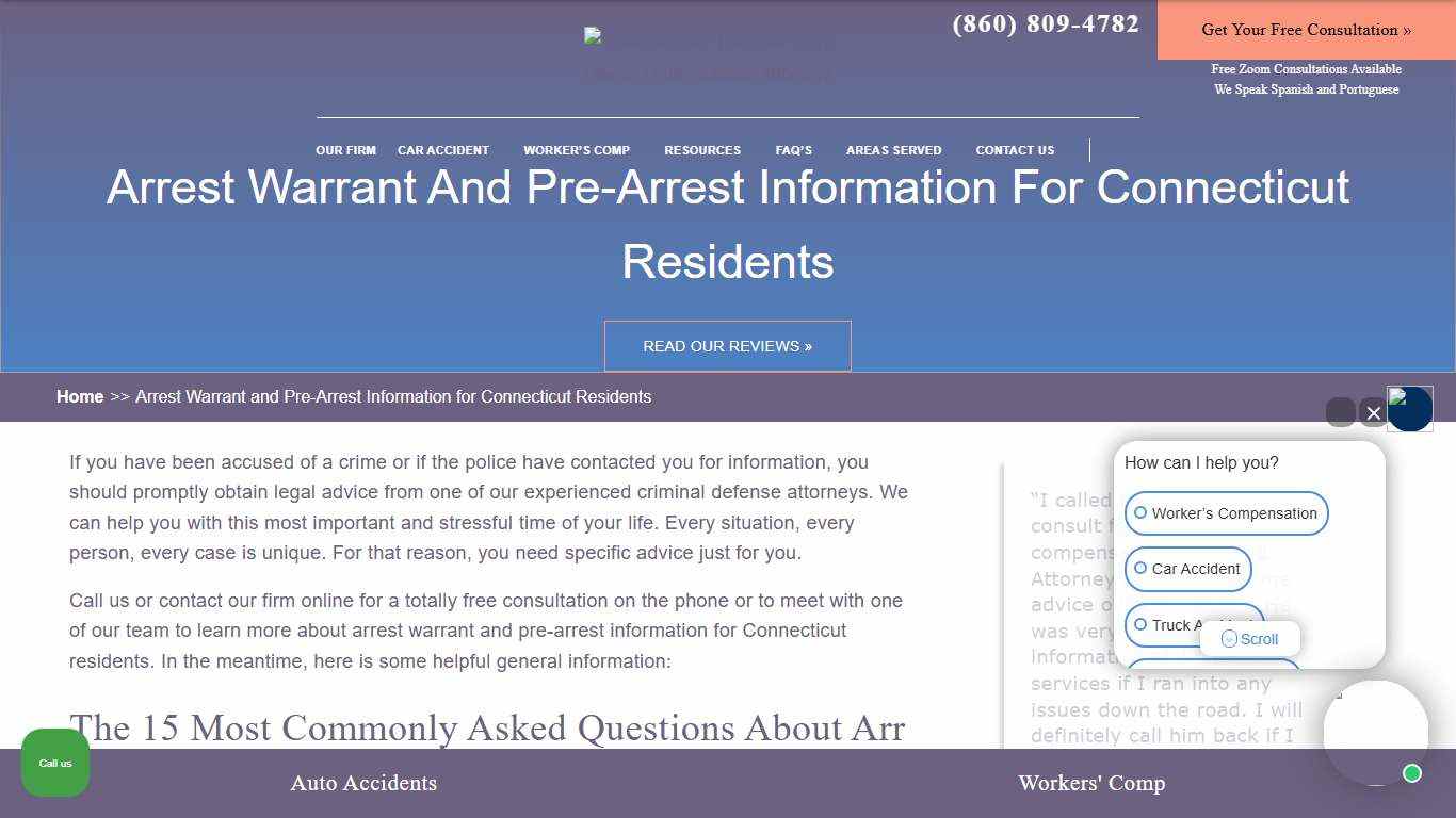 Arrest Warrant and Pre-Arrest Information for Connecticut Residents
